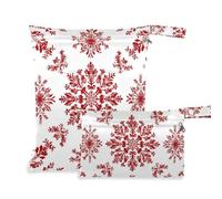 EtherSpher Red Snowflake tradizionale modello cinese lavabile grande borsa bagnata 2 pack essenziale da viaggio per bambino con manici per viaggi, yoga