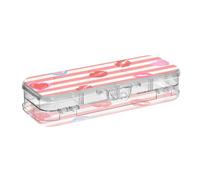 EtherSpher Red White Striped Heart Lip Summer Designed Clear Pencil Box Double Layer Penne Scatole per Cancelleria Con Snap E Coperchio