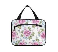 EtherSpher Retro Ancient Roses Pesca appeso viaggio borsa da toilette con gancio, designer unisex snack bag per le donne must haves viaggio bolso viajero para mujer L, Retro rose antiche pesca, Large