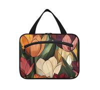 EtherSpher Retro Elegante Tulipani Art appeso viaggio borsa da toilette uomo con gancio, accessori di design borse medicine per le donne che viaggiano cartera para maquillaje L, retrò elegante