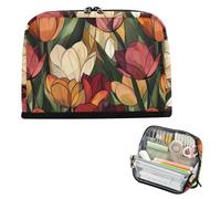 EtherSpher Retro Elegante Tulipani Art Pencil Case Holder Grande Capacità Trucco Sacchetti Con Cerniera Organizzatore di Immagazzinaggio per le Donne High School estuche para lapices pequeno