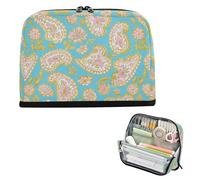 EtherSpher Retro Trendy Fiore Paisley Oro Blu Matita Scatola Grande Capacità Upright Storage Bag Semplice Organizer Box per Studente Liceo estuche para lapices de nino