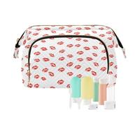 EtherSpher Romantico Labbra Rosse Baciare Digital Art Makeup Bag Impermeabile Make Up Borse Per Le Donne Delle Donne Moneta Borsa per Viaggio Cosmetico, Romantico labbra rosse baciare arte digitale, 1