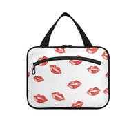 EtherSpher Romantico Red Lips Kissing Digital Art borsa da viaggio con appeso con gancio, essenziale di design borse per il trucco essenziali da viaggio bagno bolsas de maquillaje para mujer L