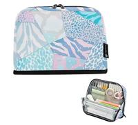 EtherSpher Rosa Blu Marmo Leopard Stampa Matita Borsa Grande Capacità Make Up Bag Multi-Slot Cancelleria Astuccio per Studenti College bolsad para herramientas