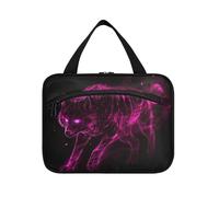 EtherSpher Rosa Fluorescente Lupo Animale Appeso Travel Size Kit di Articoli da toeletta con gancio, designer borse pieghevoli per articoli da toeletta per mamma crociere maleta para maquillaje L