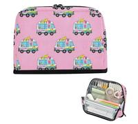 EtherSpher Rosa Ice Cream Truck Summer Pencil Case Organizer Grande Capacità Sacchetto di Immagazzinaggio di Alta Capacità Cancelleria Pen Bag per Bambini Preppy School lapiceras para ninas