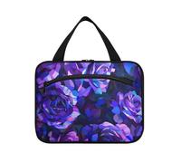 EtherSpher Rose astratte viola e blu in stile cubismo pittura dettagliata con uno sfondo scuro che mostra un motivo floreale in colori vivaci altamente dettagliati con pennellate ricche come un, Rose
