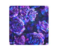 EtherSpher Rose astratte viola e blu in stile cubismo pittura dettagliata con uno sfondo scuro che mostra un motivo floreale in colori vivaci altamente dettagliati con pennellate ricche come un, Rose