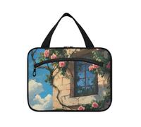 EtherSpher Roses Climbed Wall Art appeso borsa da viaggio da uomo da toilette con gancio, designer custodia espandibile per il trucco da viaggio bolsa de maquillaje para mujer L, rose scalate parete