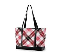 EtherSpher Rosso Bianco Buffalo Plaid moderno tote bag per le donne con cerniera grande tote per viaggio Essentials Beach Regali di compleanno per le donne con estuche para laptop 14 pulgadas
