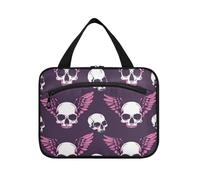 EtherSpher Rosso e Bianco Alato Scheletro appeso borsa da toilette da viaggio per le donne con gancio, designer portatile rasatura kit borse per gli uomini per accessori da viaggio campeggio bolso