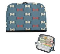 EtherSpher Rosso e Bianco Fiocco Matita Scatola Grande Capacità Make Up Bag Standing Case Pencil Holder per gli Uomini High School Supplies bolsa para utiles escolares