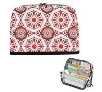 EtherSpher Rosso e Bianco Geometrico Circolare Matita Astuccio Grande Capacità Penna Matita Caso Multifunzionale Organizer Box per Teen Girls Viaggio bolsa para lapices de ninos