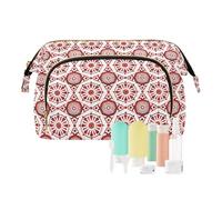 EtherSpher Rosso e Bianco Geometrico Circolare Trucco Borse Portatile Trucco Cosmetico Sacchetto Delle Donne Della Moneta Della, circolare geometrica rossa e bianca, 1 size