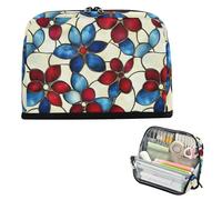 EtherSpher Rosso e Blu Fiori Americani Matita Penna Astuccio Grande Capacità Trucco Borse Con Cerniera Sacchetto di Cancelleria per Teen Ragazzi Cosmetici lapicera para ninas