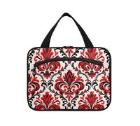 EtherSpher Rosso e Nero Barocco Fiori Vintage Hanging Custodia da viaggio per articoli da toeletta con gancio, borsa multifunzionale di design per le donne che viaggiano viaggiano bolsa para