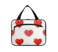 EtherSpher Rosso Polka Dot Cuore appeso borse da viaggio per gli uomini con gancio, designer necessità borse trucco per accessori must haves WC estuche para maquillaje L, Cuore rosso a pois, Large