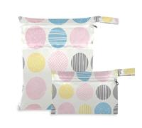 EtherSpher Sacchetti lavabili a pois rotondi moderni grigi per bambini, confezione da 2 pezzi essenziali da viaggio per bambini, con manici per pannolini per bambini, pannolini per bambini