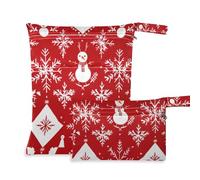 EtherSpher Sacchetti natalizi a prova di fiocchi di neve rossi per nuotatori, confezione da 2 pezzi essenziali da viaggio per volare con manici per pannolini per bambini, palestra