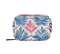 EtherSpher Sacchetti per medicinali da donna con foglie di palma tropicale e foglie rosa e blu, con scomparti staccabili, riutilizzabile, piccolo organizer per pillole per borsa