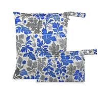 EtherSpher Sacchetti riutilizzabili alla moda retrò floreale grigio blu ranuncolo patate dolci per stoffa confezione da 2 pezzi essenziali da viaggio per volare con manici per spiaggia, bagno