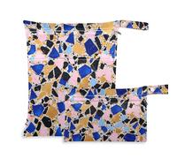 EtherSpher Sacchetti riutilizzabili colorati in marmo per costume da bagno, confezione da 2 sacchetti per pannolini, articoli essenziali con manici per il bagno, asilo nido