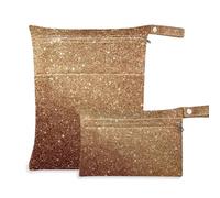 EtherSpher Sacchetti riutilizzabili dorati glitterati di colore brillante per bagnati, confezione da 2 articoli essenziali da viaggio per bambini con manici per pannolini per bambini, piscina