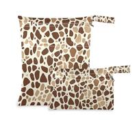 EtherSpher Sacchetti riutilizzabili marroni con motivo a pelle di giraffa per pannolini, confezione da 2 borse per pannolini, articoli essenziali con manici per yoga, spiaggia