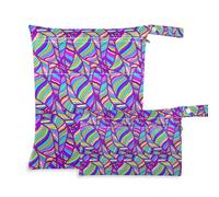 EtherSpher Sacchetti riutilizzabili viola psichedelico mistero per bagnato, confezione da 2 pezzi essenziali da viaggio per bambino con manici per piscina, yoga