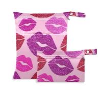 EtherSpher Sacchetto asciutto bagnato riutilizzabile con labbra finte glitterate alla moda rosa per parti del tiralatte confezione da 2 elementi essenziali da viaggio per bambino con manici per yoga,