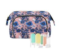 EtherSpher Sacchetto cosmetico impermeabile della farfalla del fiore blu delle borse di trucco per i gioielli delle donne per la spazzola di trucco, farfalla fiore blu, 1 size