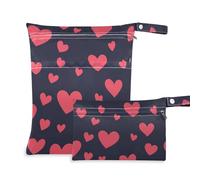 EtherSpher San Valentino rosa Ture Love Hear borsa riutilizzabile per pannolini bagnati confezione da 2 pezzi essenziali da viaggio per volare con manici per fare il bagno, yoga