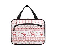 EtherSpher Scandinavo Buon Natale Cuore Cervo Fiocco di Neve appeso grande borsa da toilette da viaggio con gancio, designer carino borsa trucco per viaggio must haves lavoro bolsa para maquillaje L