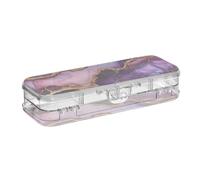 EtherSpher Scatola di immagazzinaggio della matita di colore viola bordeaux di marmo trasparente doppio piano penne caso duro scatole per forniture d'arte con scatto e coperchio