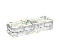 EtherSpher Scatola di plastica trasparente a due piani per matite con design vintage con fiori e fiocchi color pastello, custodia rigida trasparente per cancelleria con coperchio