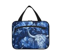EtherSpher Scozia Mucca Royal Blue Seamless Picture Seamless Pattern appeso mens viaggio borsa da toilette con gancio, designer pieghevole snack bag per le donne must haves porta cosmeticos mujer para