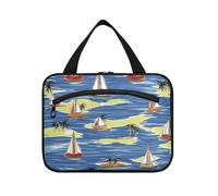 EtherSpher Seaside Barca a vela Estate Scena appeso grande capacità viaggio borsa cosmetica con gancio, designer borse cosmetiche lavabili per accessori must haves backpacking bolso para maquillaje de