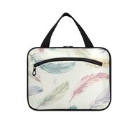 EtherSpher Semplici Piume colorate borse appese per viaggi con gancio, designer unisex make up borse per le donne toilette bolsa de maquillaje para mujer L, Piume colorate semplici, Large