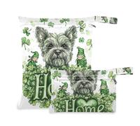 EtherSpher Simpatico cane per il giorno di San Patrizio lavabile borsa bagnata per bambini confezione da 2 elementi essenziali da viaggio per bambini con manici per palestra, viaggio