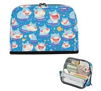 EtherSpher Simpatico cartone animato blu ippopotamo astuccio grande capacità borsa per il trucco robusto organizzatore di cancelleria per ragazzi adolescenti scuola preppy cartuchera escolar para