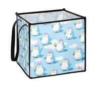 EtherSpher Simpatico cartone animato blu pinguino cestini di stoffa pieghevole per asciugamano decorazione cestini di stoffa 33x33x13 pollici