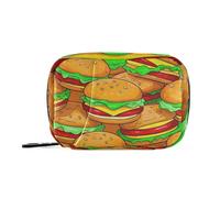 EtherSpher Simpatico cartone animato cibo hamburger giallo medicina organizzatore borsa con scomparti staccabili comodo organizzatore pillola giorno per borsa