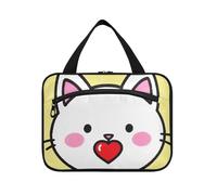 EtherSpher Simpatico cartone animato gatto bianco appeso toilette borsa da viaggio con gancio, designer espandibile kit da barba borse per gli uomini per viaggiare donne toilette estuche de maquillaje