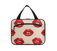 EtherSpher Simpatico cartone animato labbra bocca appeso mens borsa da viaggio da toilette con gancio, designer pieghevole articoli da toeletta borsa per elementi essenziali per le donne viaggio
