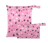 EtherSpher Simpatico cartone animato Pesca Cuori Paw Prints borsa impermeabile per il nuoto 2 Pack elementi essenziali da viaggio per bambini con maniglie per piscina, bagno