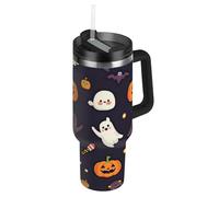 EtherSpher Simpatico motivo Halloween vuoto bocca larga bottiglia d'acqua 1,18 oz coperchio a prova di perdite e cannuccia tazza da tè decorativa per scuola, sport, asilo nido, campeggio e altro