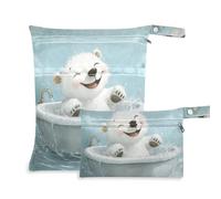 EtherSpher Simpatico orso polare retrò vasca da bagno con cerniera borse per pannolini confezione da 2 pezzi essenziali da viaggio per bambini con maniglie per pannolini per bambini, spiaggia