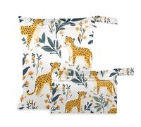 EtherSpher Simpatico sacchetto per vestiti lavabile con leopardo della giungla, confezione da 2 pezzi, articoli essenziali con manici per il bagno, la spiaggia