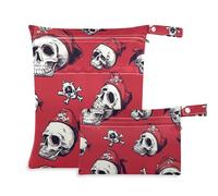 EtherSpher Skulls Pirate Scarlet Seamless Picture Zip Wet Swimwear Bag 2 Pack Travel Essentials per volare con manici per piscina, asilo nido
